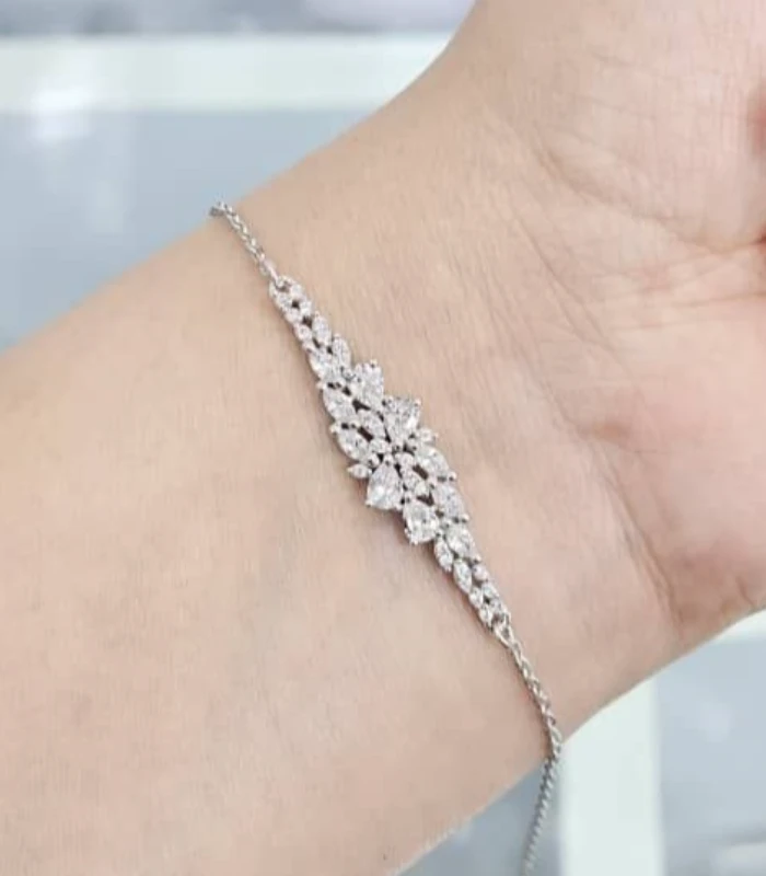 دستبند نقره 925 زنانه طرح گل 